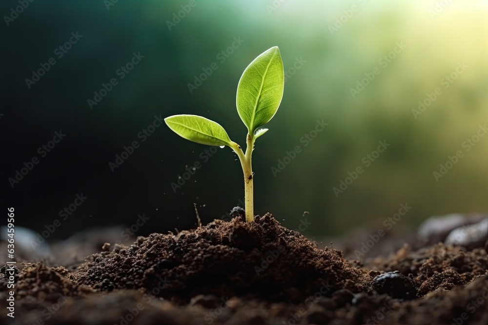 plant growth in farm with sunlight background. agriculture seeding growing plant growth in farm with sunlight background. agriculture seeding growing
