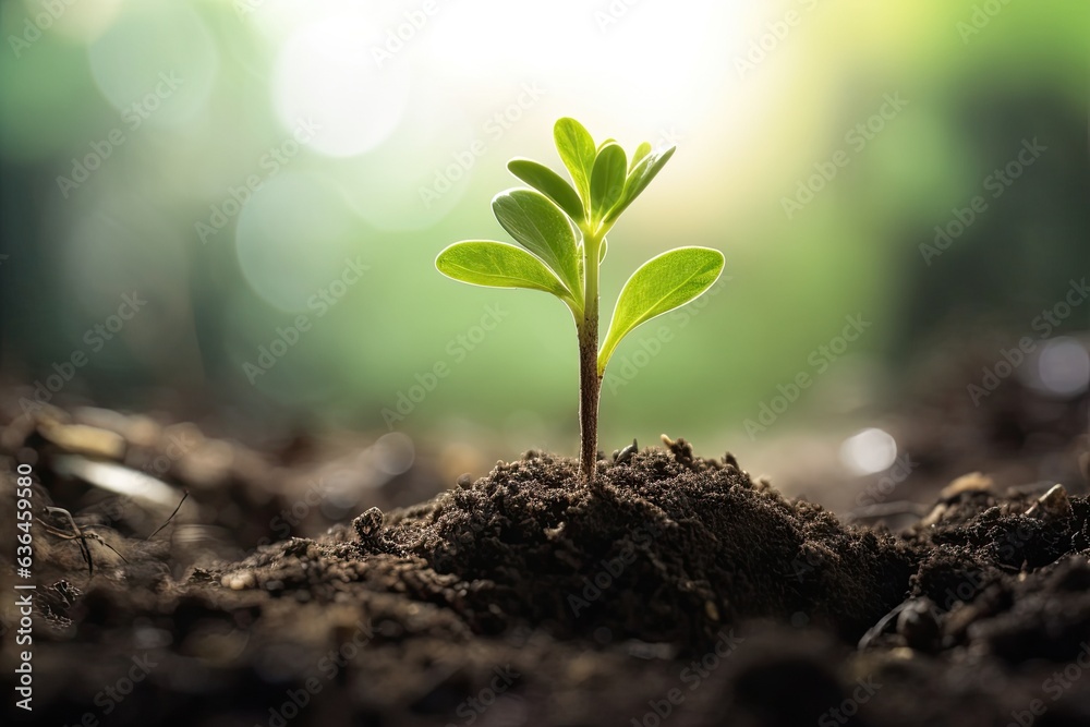 plant growth in farm with sunlight background. agriculture seeding growing plant growth in farm with sunlight background. agriculture seeding growing