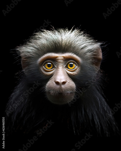 Portrait of a black macaque monkey on a black background © Lohan