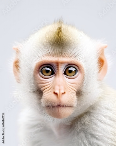 Portrait of a monkey on a white background. Close-up