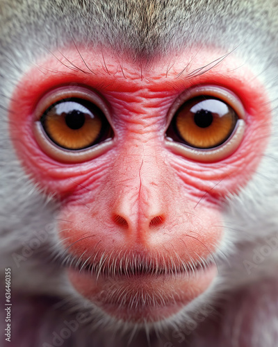 Portrait of a monkey with big eyes, close-up.