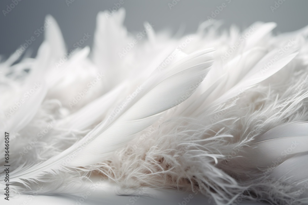 White Feathers on Grey Background White Feathers on Grey Background