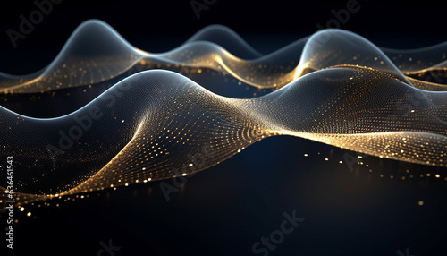 futuristic abstract mesh, wave with connection of dots and lines made with generative AI