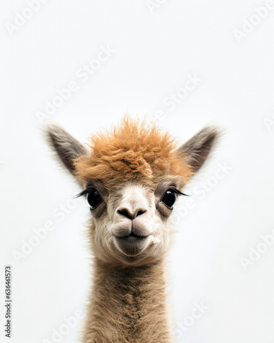 Portrait of an alpaca on a white background © Lohan