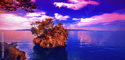 Fototapeta Naklejka Na Ścianę i Meble -  Brela resort, Makarska riviera, Dalmatia, Croatia, Europe, amazing sunset view...exclusive - this image is sell only on Adobe stock	