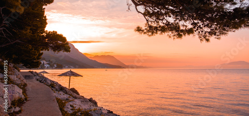 Drvenik resort, Makarska riviera, Dalmatia, Croatia, Europe, amazing sunset view...exclusive - this image is sell only on Adobe stock 