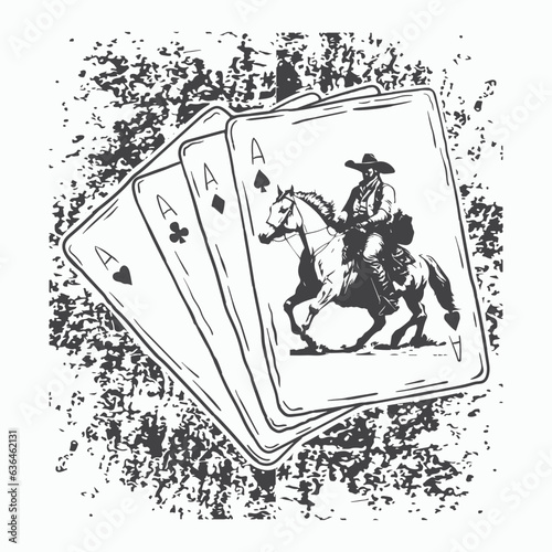 Cowboy Playing Cards Western cowboy t-shirt design