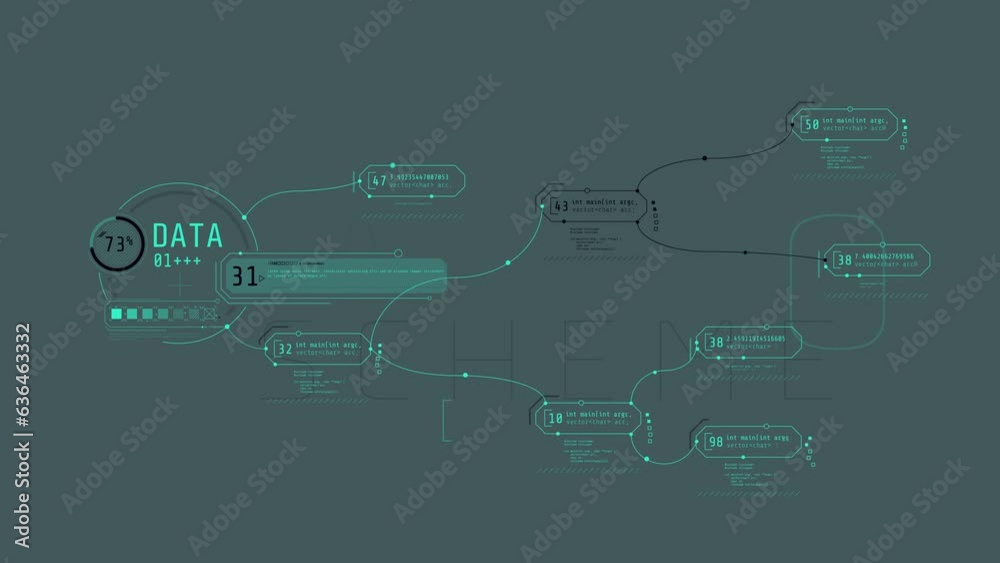 Abstract animated multi-component HUD diagram with infographics. Abstract animated multi-component HUD diagram with infographics.