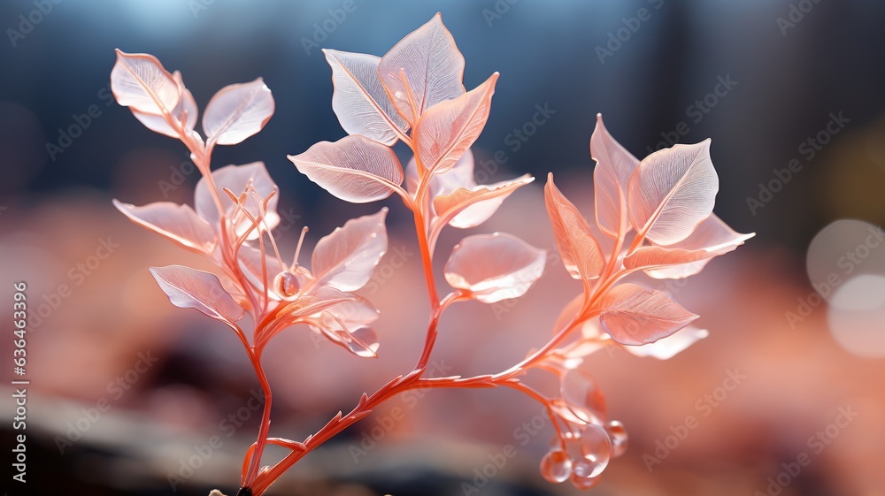 Pink leaf background, Beautiful pink skeletonized leaf on light blue background with round bokeh, Transparent skeleton leaf, skeleton leaves on blurred background closeup Pink leaf background, Beautiful pink skeletonized leaf on light blue background with round bokeh, Transparent skeleton leaf, skeleton leaves on blurred background closeup