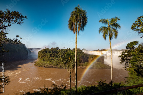 Fényképezés Iguazu Falls with a perfect rainbow at Isla San Martin, one of the new seven nat