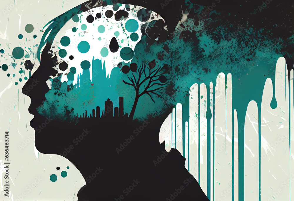 Colorful Illustration of Mental Health and Depression, Generative AI