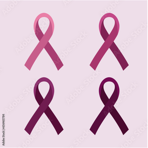 Vector version. Breast cancer awareness pink ribbon  (ID: 636463784)
