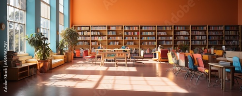 library with neat bookshelves