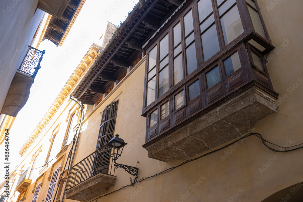 Fototapeta premium Journey through Mallorca's streets, where historic architecture embodies Balearic charm and Spanish traditions.