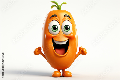 Cute, funny and emotional vegetables character animated, animated expressions, quirky expressions, playful expressions, white background. happy carrots.