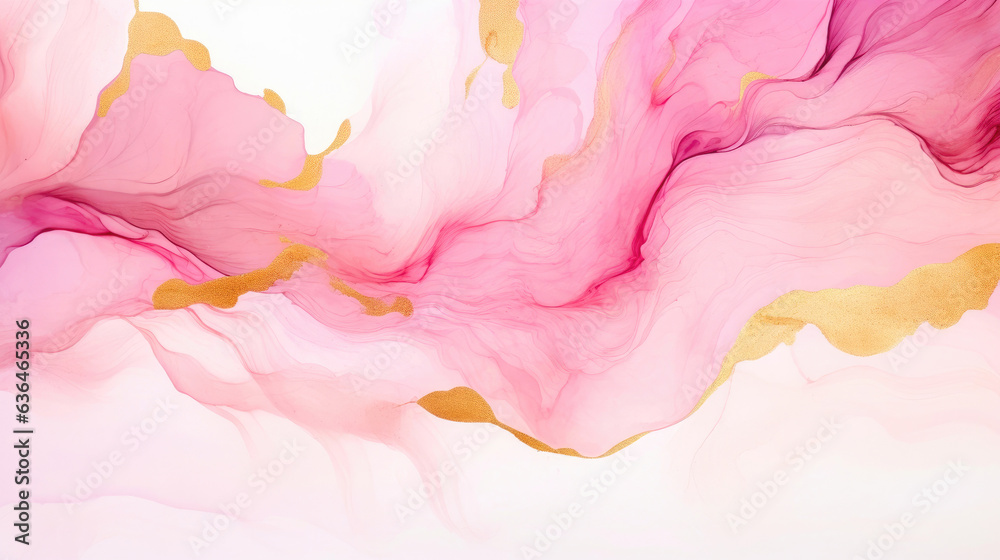 Pink and Gold Fluid Art