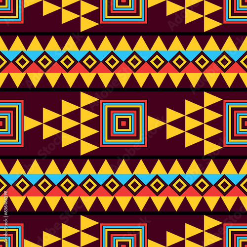 Beautiful ancient colombian indigenous geometrical seamless pattern with dark violet at background