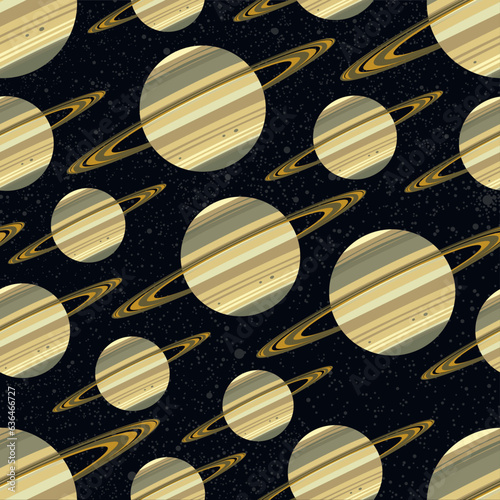 beautiful saturn planet seamless pattern with universe stars at background