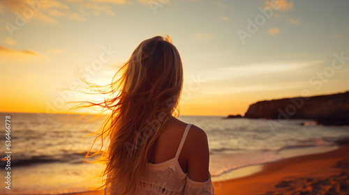 Woman Standing Alone Amidst Sunset Glow