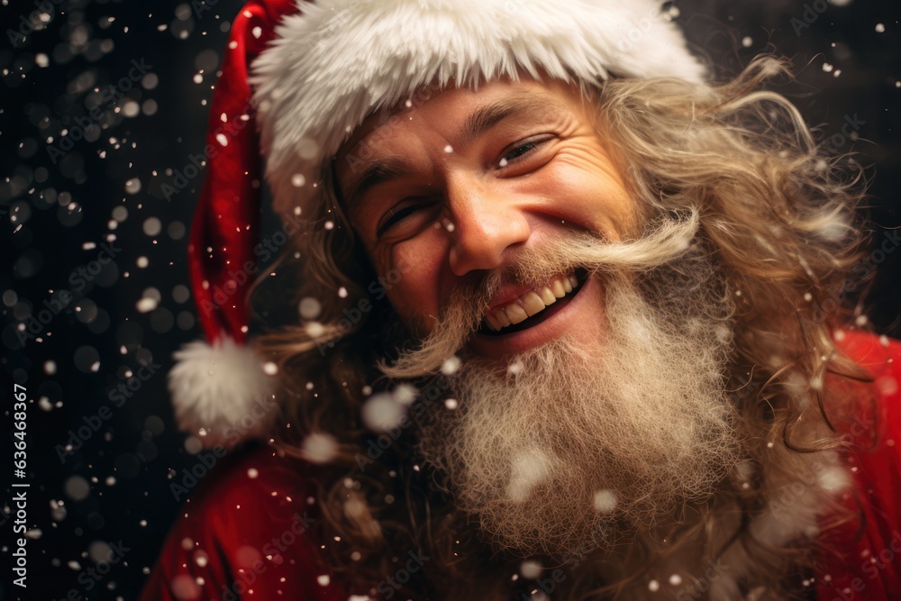 Santa Claus Portrait with long beard and middle long hairs and red and white heat, generative ai Santa Claus Portrait with long beard and middle long hairs and red and white heat, generative ai