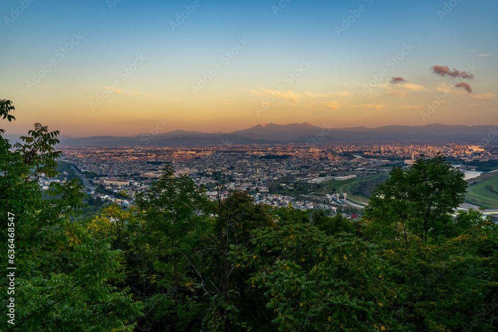 嵐山展望台からの夕景（北海道上川郡高須町）