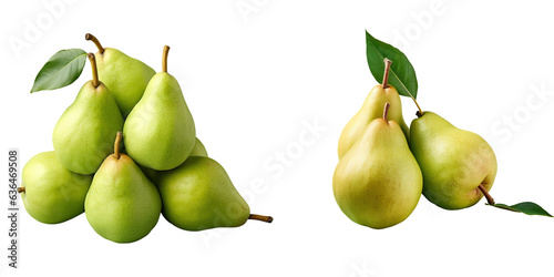 transparent background studio photo of fresh green pears