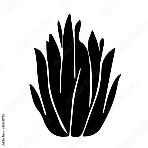 Black outline hand drawing vector illustration of a decorative plant Sansevieria isolated on a white background