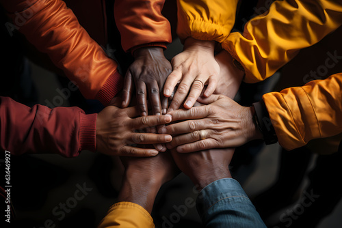 Inclusive Collaboration: Multiracial Hands Creating a Circle of Solidarity"