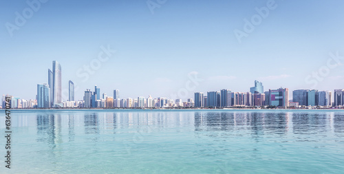 Abu Dhabi Skyline with skyscrapers with water