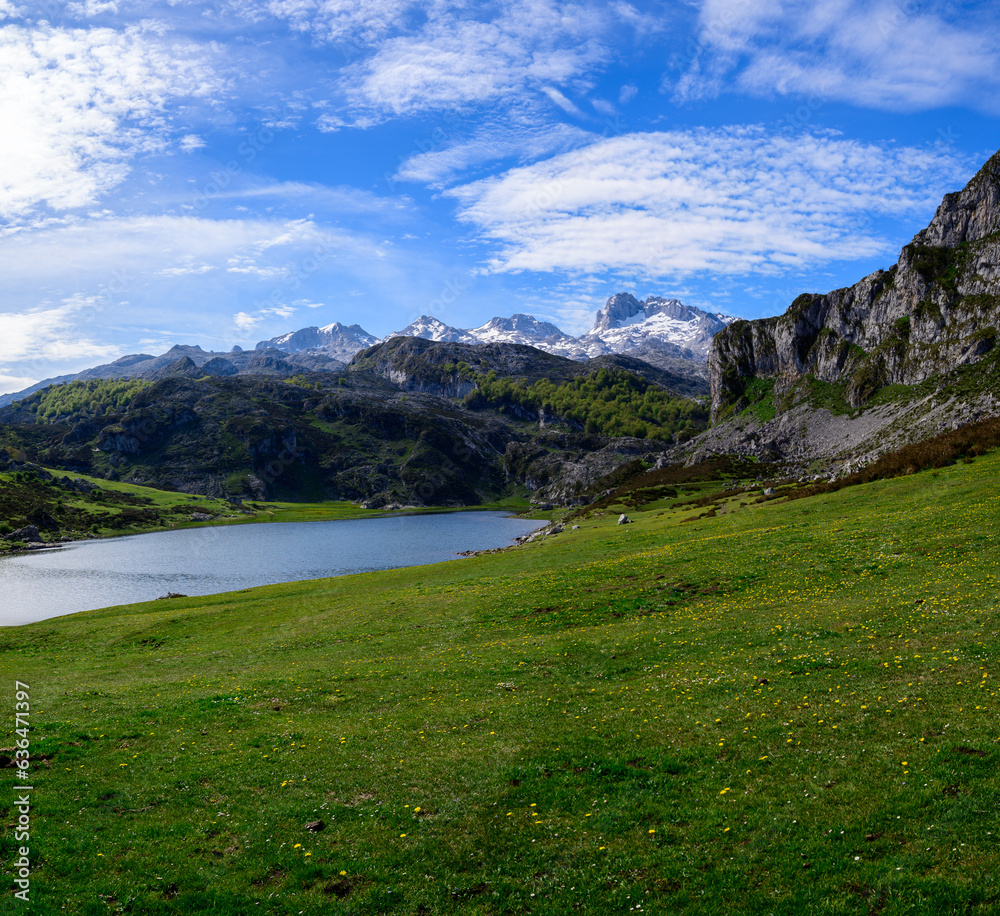 Mountain lakes Lagos de Covadonga, Picos de Europa mountains, Asturias, North of Spain