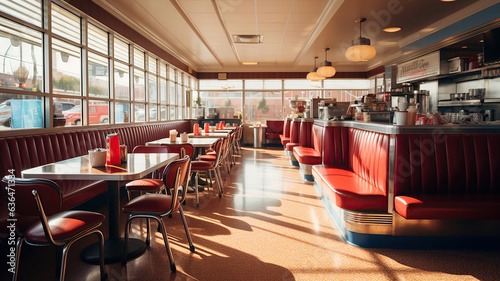 The interior of an American diner