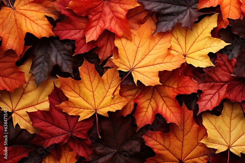 Autumn maple leaves background. Multicolored maple leaves background.