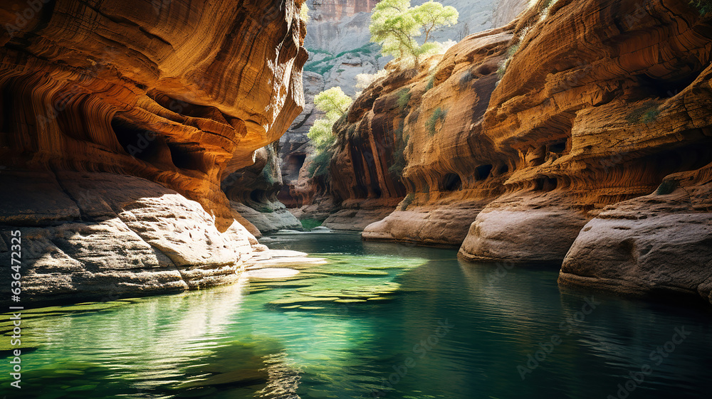 Scenic water passage winding through the breathtaking canyon