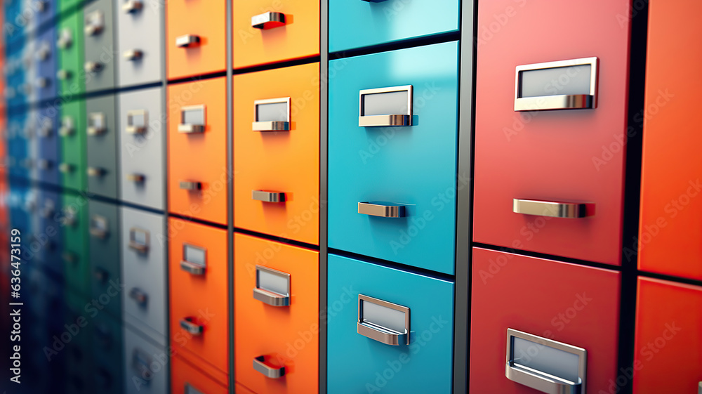 Secure and organized document storage with filing cabinets - obrazy, fototapety, plakaty 