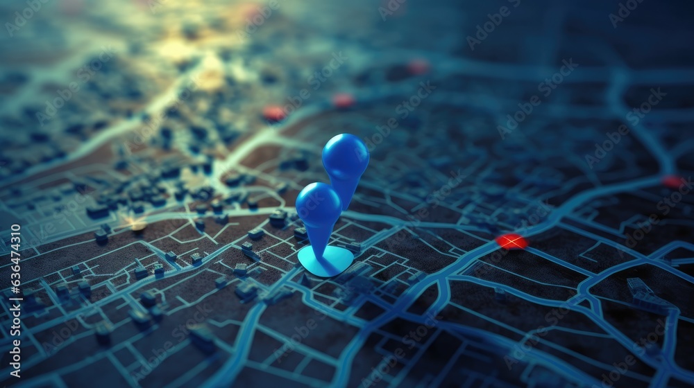 A blue location pin sign icon is shown, as well as a gps navigation map road direction or internet search bar symbol and a position place background with find route mark trip destination navigator. A blue location pin sign icon is shown, as well as a gps navigation map road direction or internet search bar symbol and a position place background with find route mark trip destination navigator.