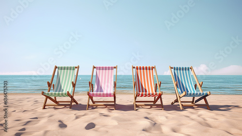 Beach lounge chairs on the sand at the beach