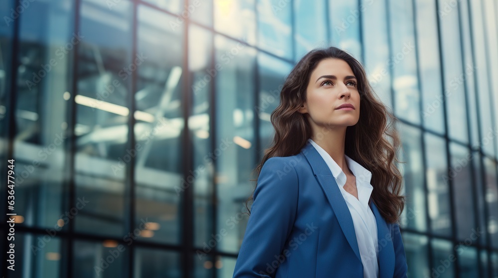portrait of a business woman in front office building