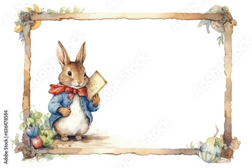Personalize, Fill in the Blank, design Template Illustration and backgrounds for party and celebration printed invitations, posters, flyers, and banners, peter rabbit, book, bunny, blue jacket