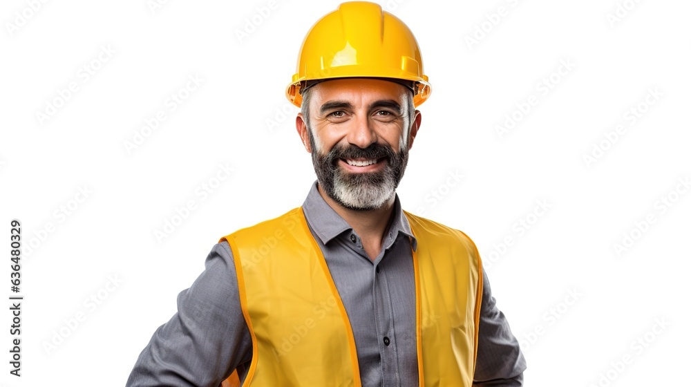 portrait of a smiling architect, engineer or construction worker isolated on white background portrait of a smiling architect, engineer or construction worker isolated on white background