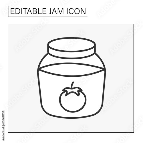  Food line icon. Conserved and marinated tomato for soup. Tasty salted vegetable.Jam concept. Isolated vector illustration. Editable stroke