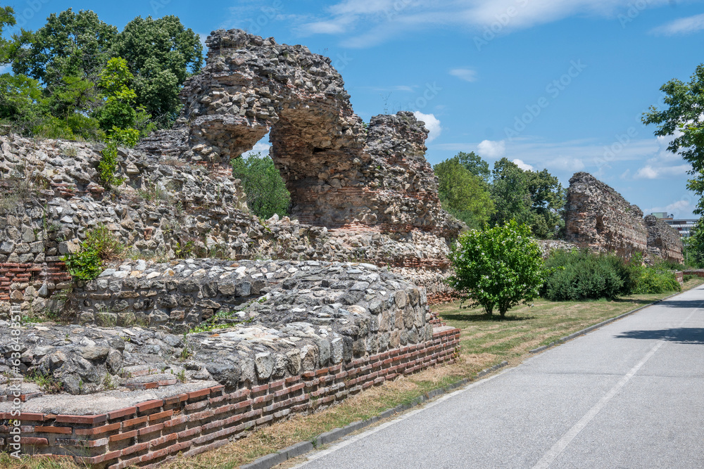 Ruins of Roman fortifications in town of Hisarya, Bulgaria