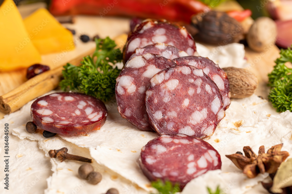 dried meat sausage with spices