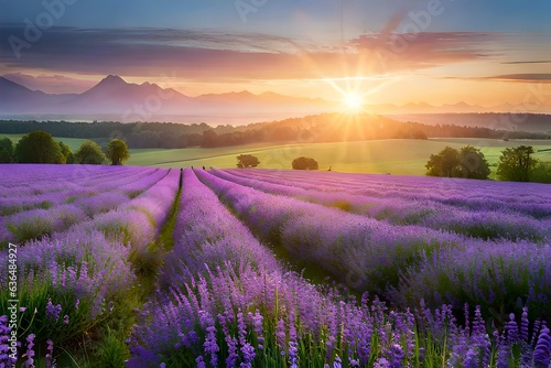 lavender field at sunset © asad
