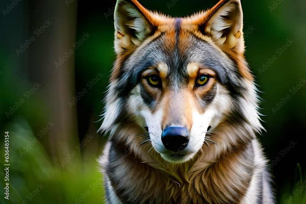 portrait of a wolf generated by al technology	