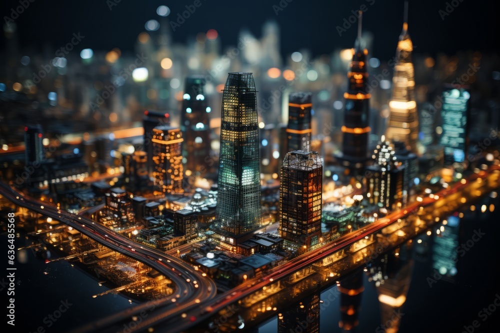 Fototapeta premium 都市風景のミニチュア,Generative AI AI画像