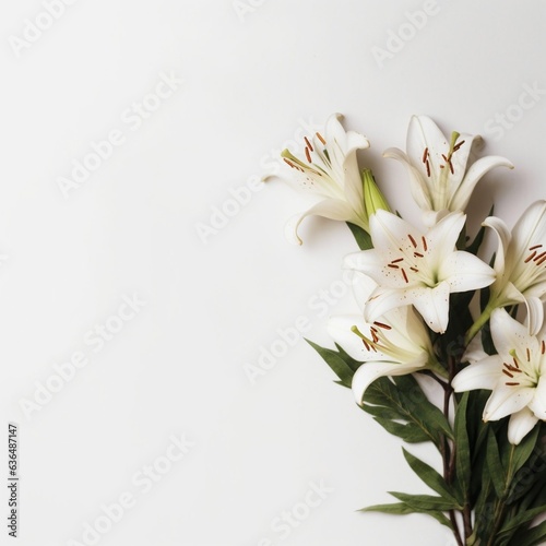 Generative AI : A beautiful floral arrangement with white lilies for congratulations A bouquet of flowers isolated on a white background
