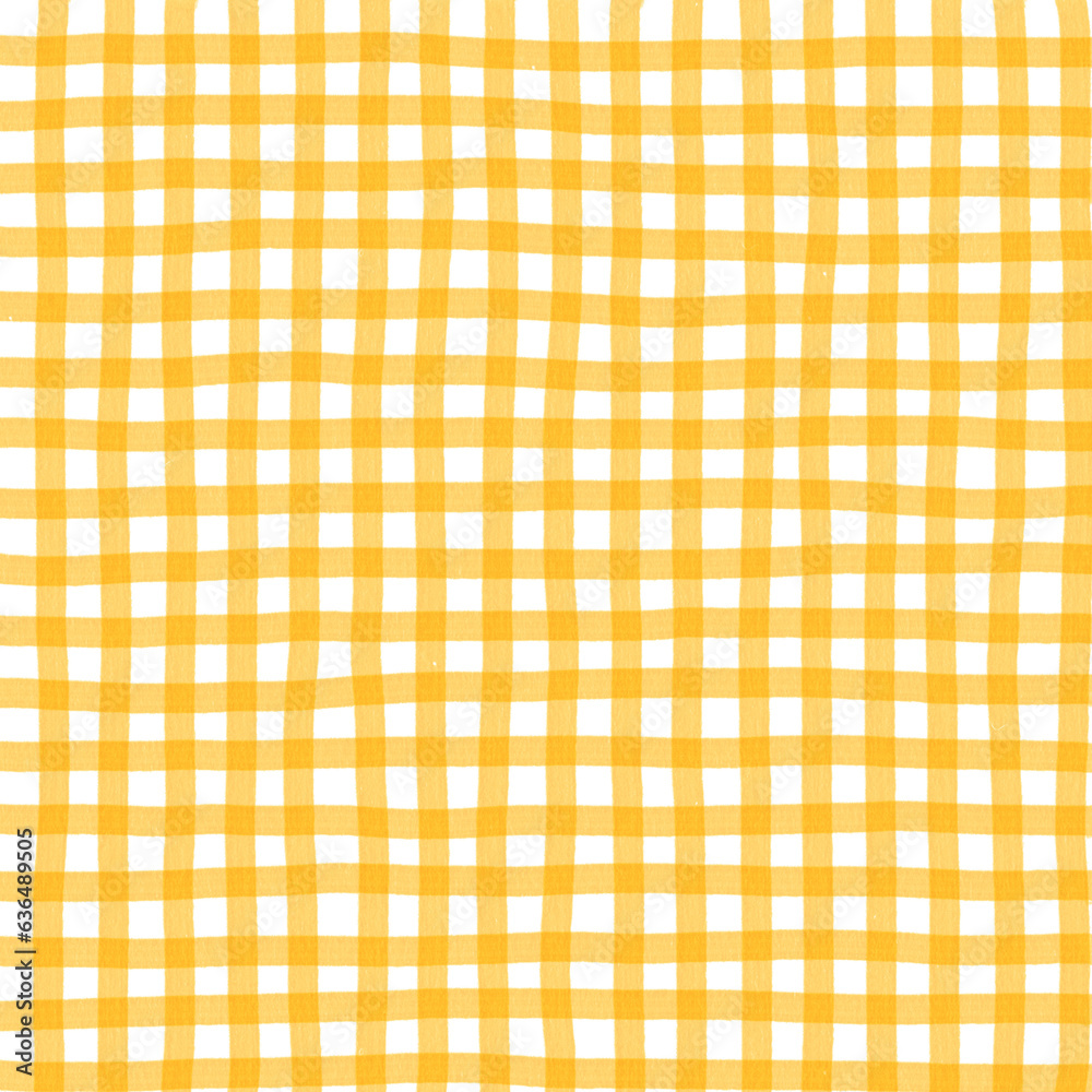 Orange Gingham Check Hand Drawn Background Orange Gingham Check Hand Drawn Background