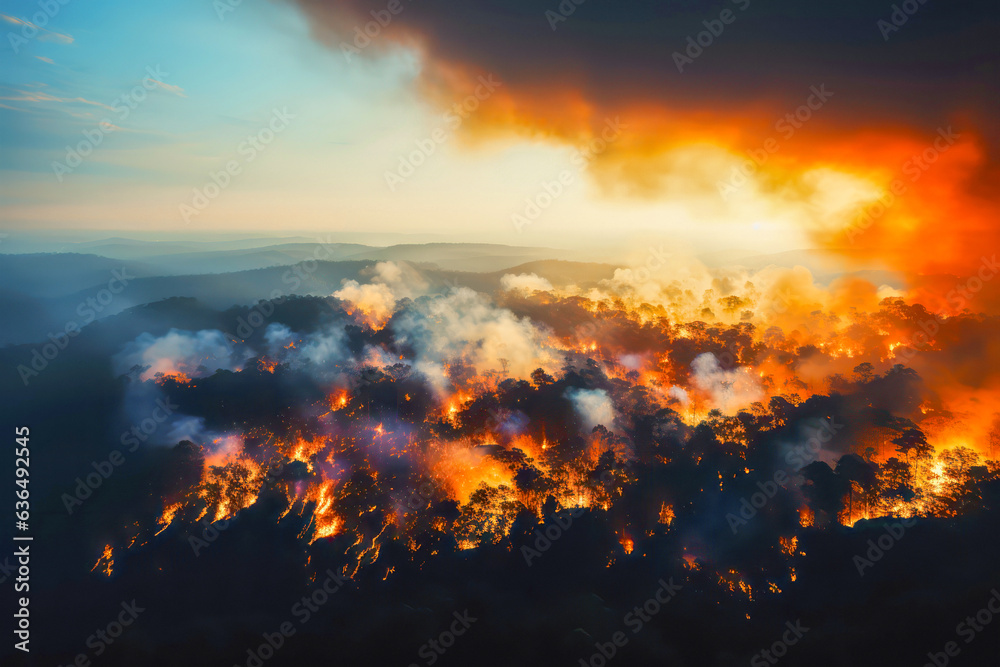 Aerial view of burning forest Aerial view of burning forest