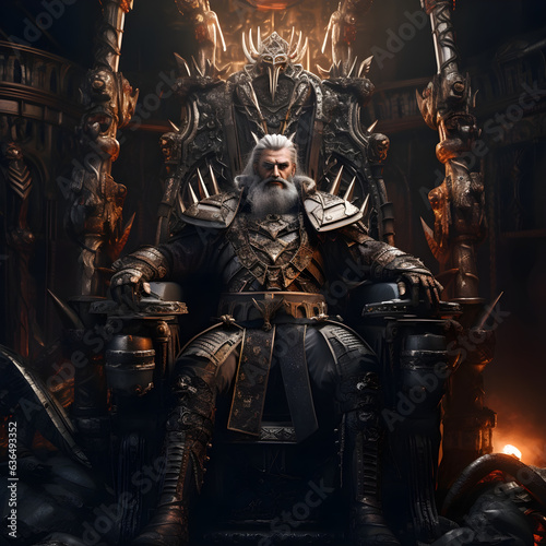 Old King on Throne. Fantasy