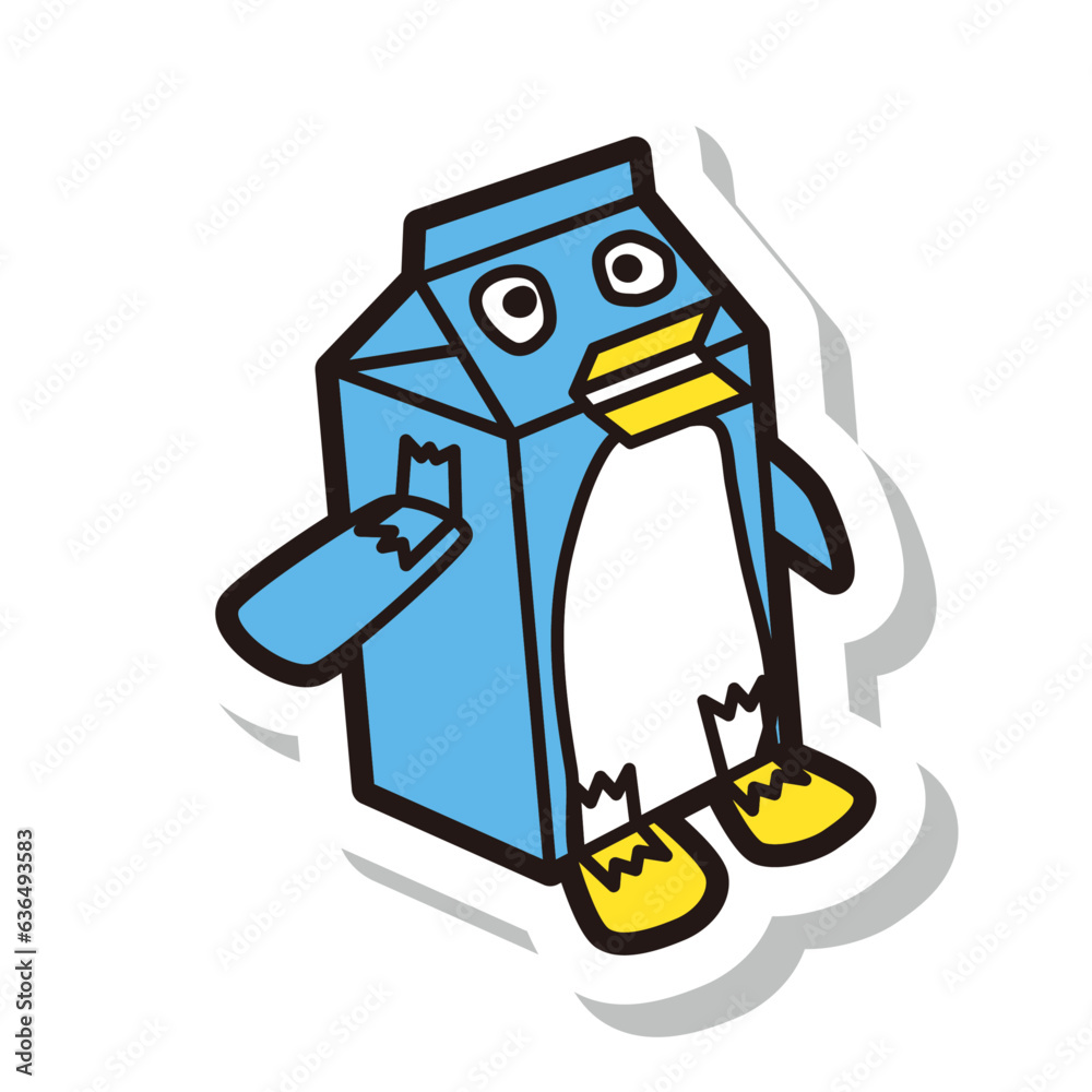 牛乳パック 工作 ペンギン ラベル 線画